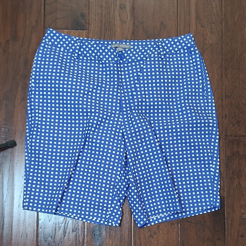 Jessica London Blue & White Checkered Shorts size 12W
